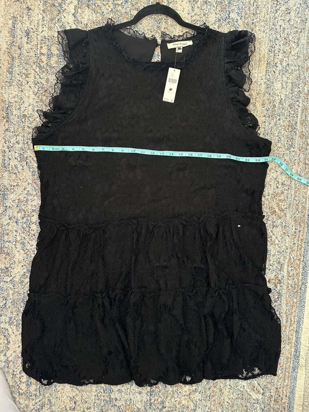 NWT Blue Tassel - Anthropologie Black Lace Tiered Ruffle Dress Size 2X - Picture 4 of 6